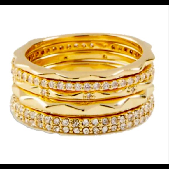 Ann Taylor Jewelry - ❌SOLD❌ ✨4X HP✨ Ann Taylor crystal stacking gold ring set size 7